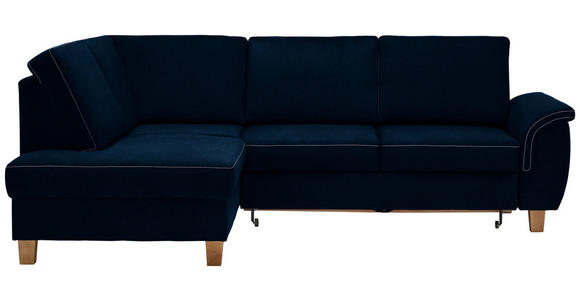 ECKSOFA in Flachgewebe Dunkelblau  - Eichefarben/Dunkelblau, Design, Holz/Textil (185/253cm) - Cantus