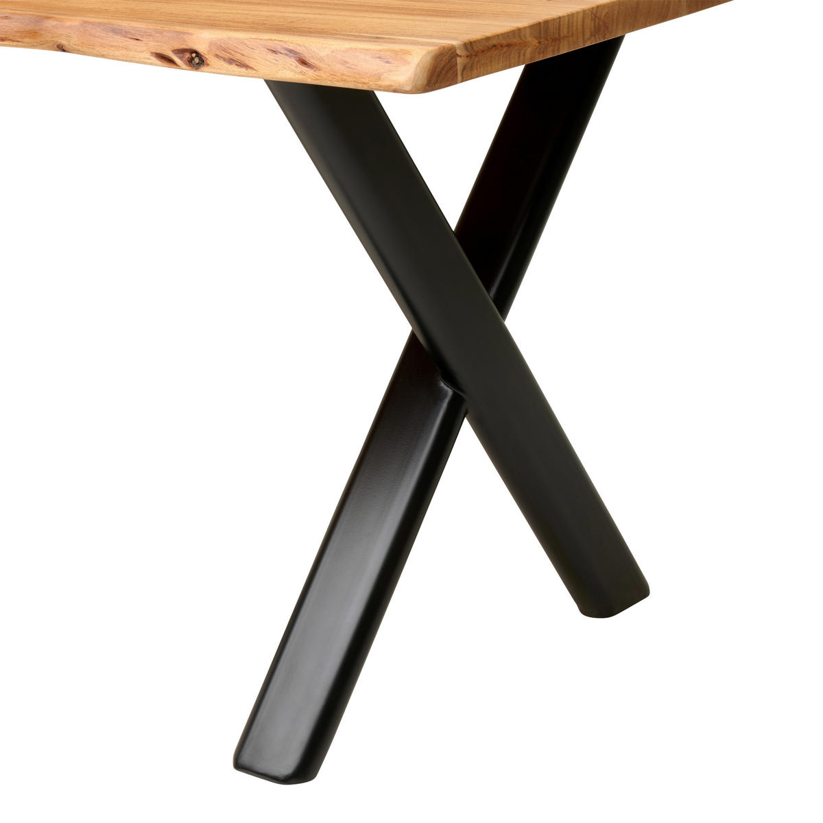 ESSTISCH 160/90/76 cm Echtholz  Holz rechteckig Naturfarben  - Schwarz/Naturfarben, MODERN, Holz/Metall (160/90/76cm) - P & B