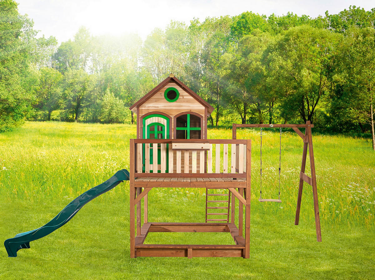 SPIELTURM 541/291/277 cm SPIELTURM LIAM  - Braun/Grün, Basics, Holz/Kunststoff (541/291/277cm) - Ambia Garden