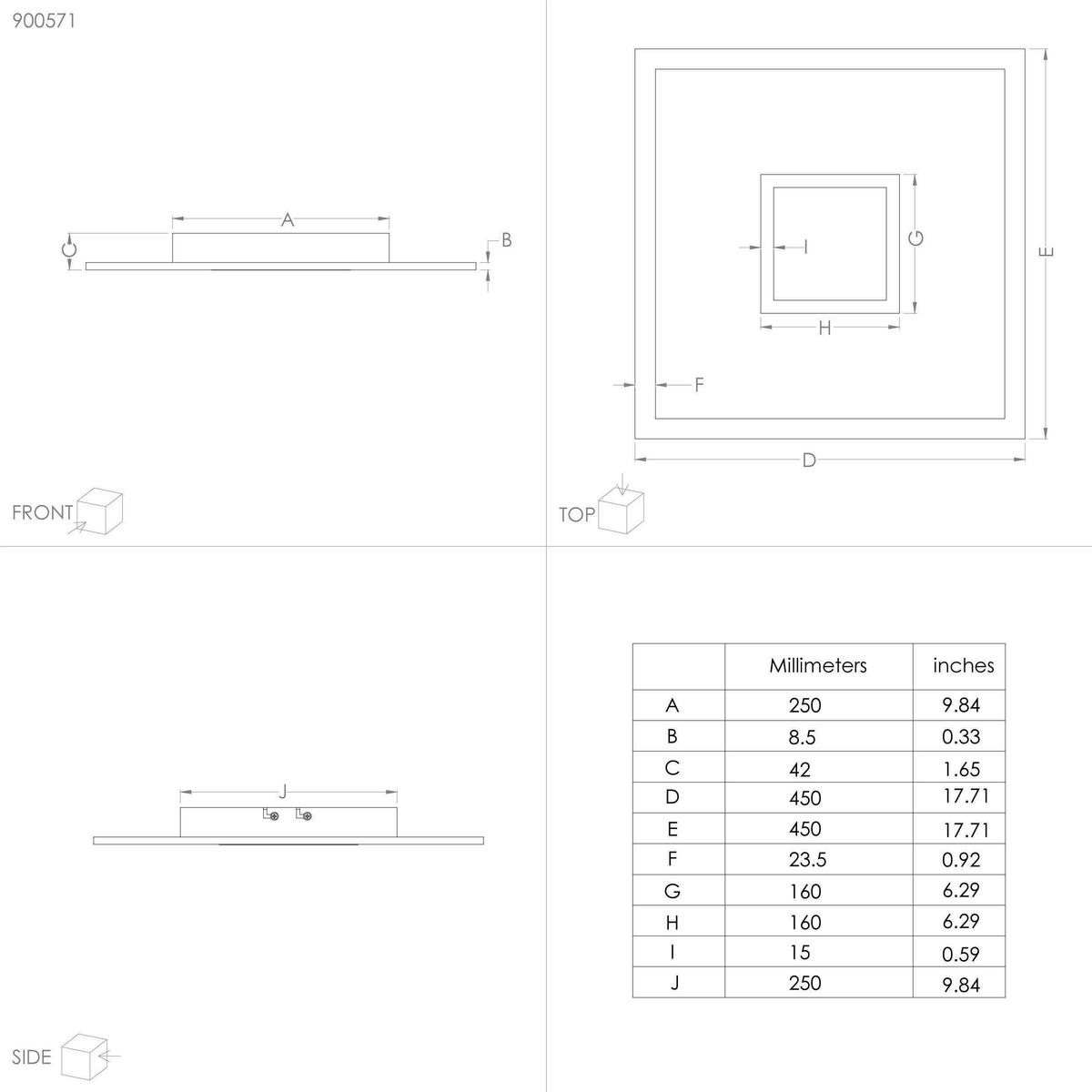 DECKENLEUCHTE    45/45/5 cm  - Schwarz/Weiß, Design, Kunststoff/Metall (45/45/5cm) - Eglo