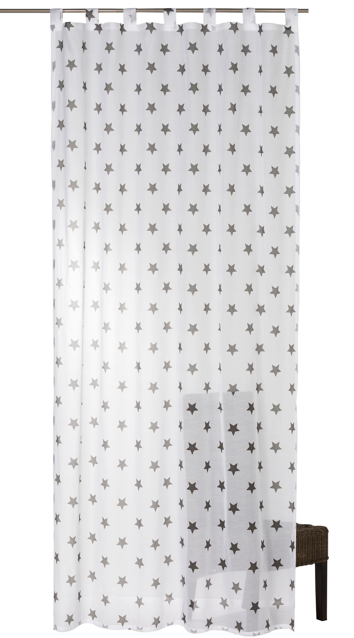 FERTIGVORHANG  halbtransparent   140/255 cm 2 Stück  - Schwarz/Weiß, Basics, Textil (140/255cm)