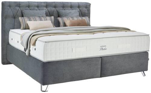 BOXSPRINGBETT 180/200 cm  in Dunkelgrau  - Dunkelgrau/Silberfarben, KONVENTIONELL, Textil/Metall (180/200cm) - Ambiente