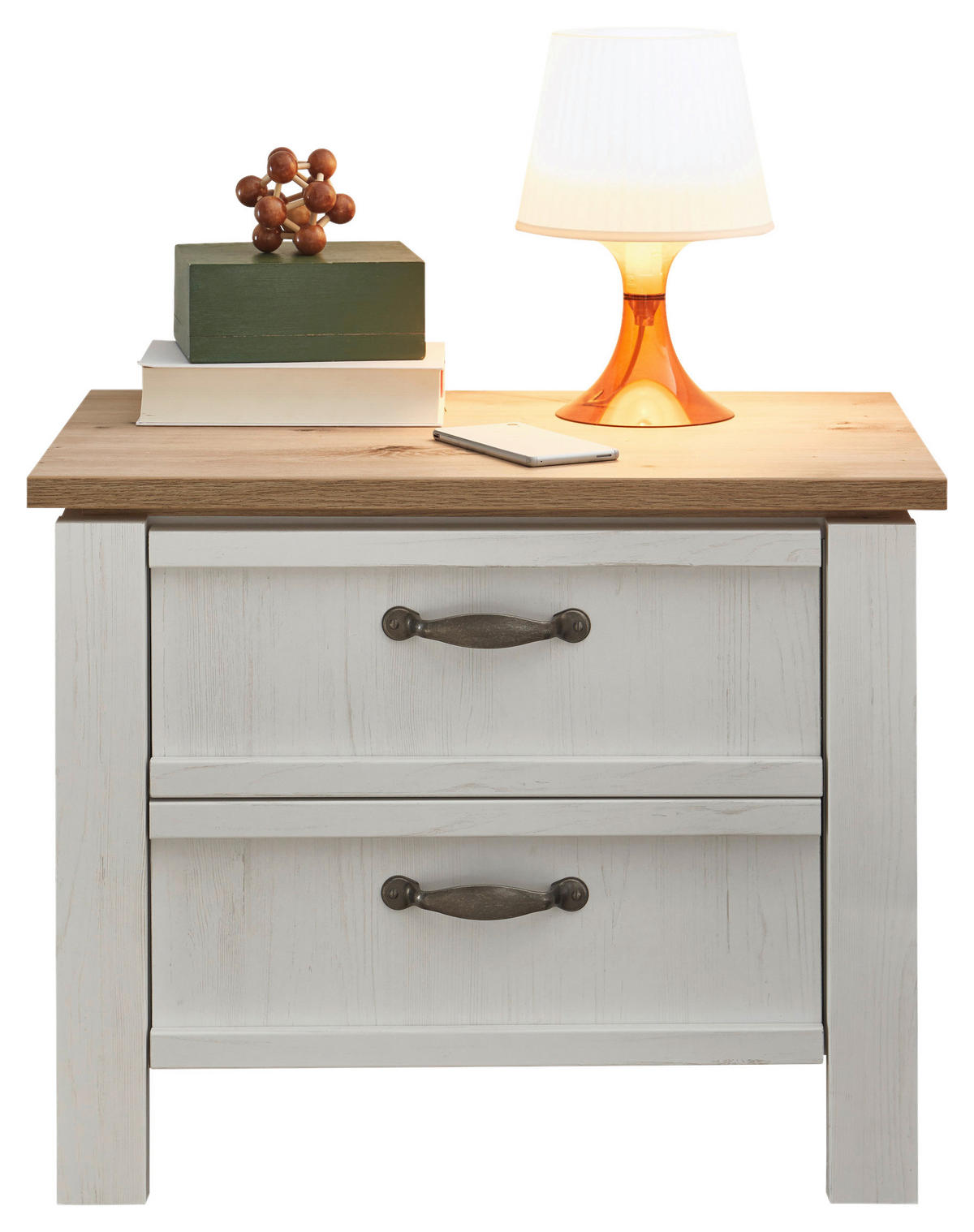 NACHTTISCH 62/50/41 cm  Weiss, Eichefarben  - Weiss/Eichefarben, Lifestyle, Holzwerkstoff/Metall (62/50/41cm) - Landscape