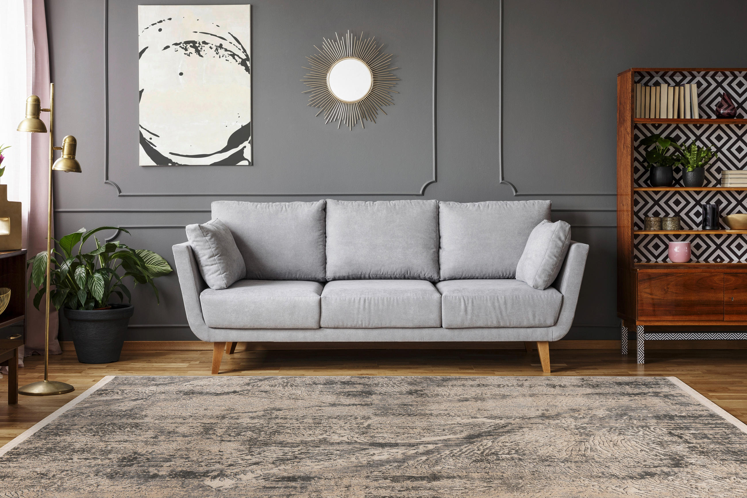 VINTAGE-TEPPICH 80/150 cm Adeon 500 Grau  - Grau, KONVENTIONELL, Naturmaterialien/Textil (80/150cm)