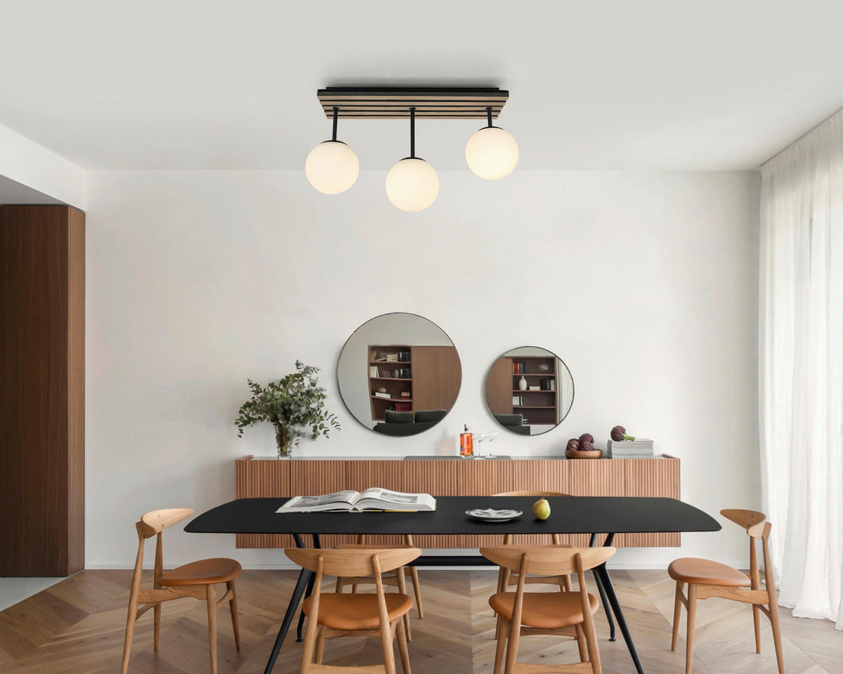 HÄNGELEUCHTE 60/18,5/35 cm   - Eichefarben/Schwarz, Trend, Glas/Holzwerkstoff (60/18,5/35cm) - Collet's Monde