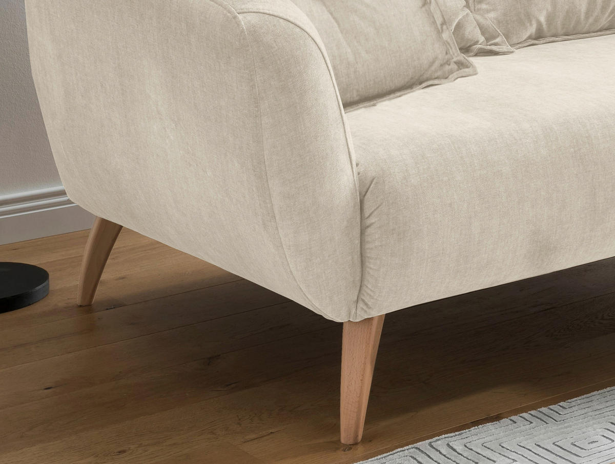 ECKSOFA in Velours Beige  277/162 cm  - Beige/Buchefarben, MODERN, Holz/Textil (277/162cm) - Livetastic