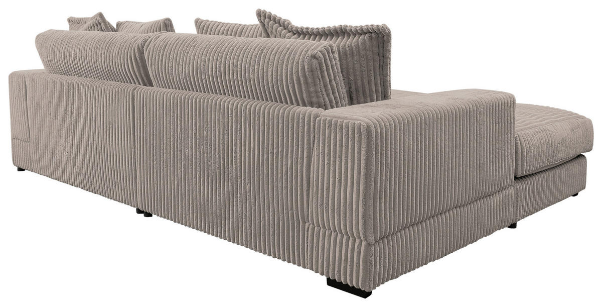 ECKSOFA in Cord Taupe  195/285 cm  - Taupe/Schwarz, Design, Kunststoff/Textil (195/285cm) - MID.YOU