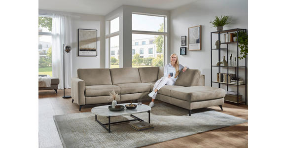 ECKSOFA Dieter Knoll Beigebraun Mikrofaser  - Beigebraun/Schwarz, Design, Textil/Metall (269/238cm) - Dieter Knoll