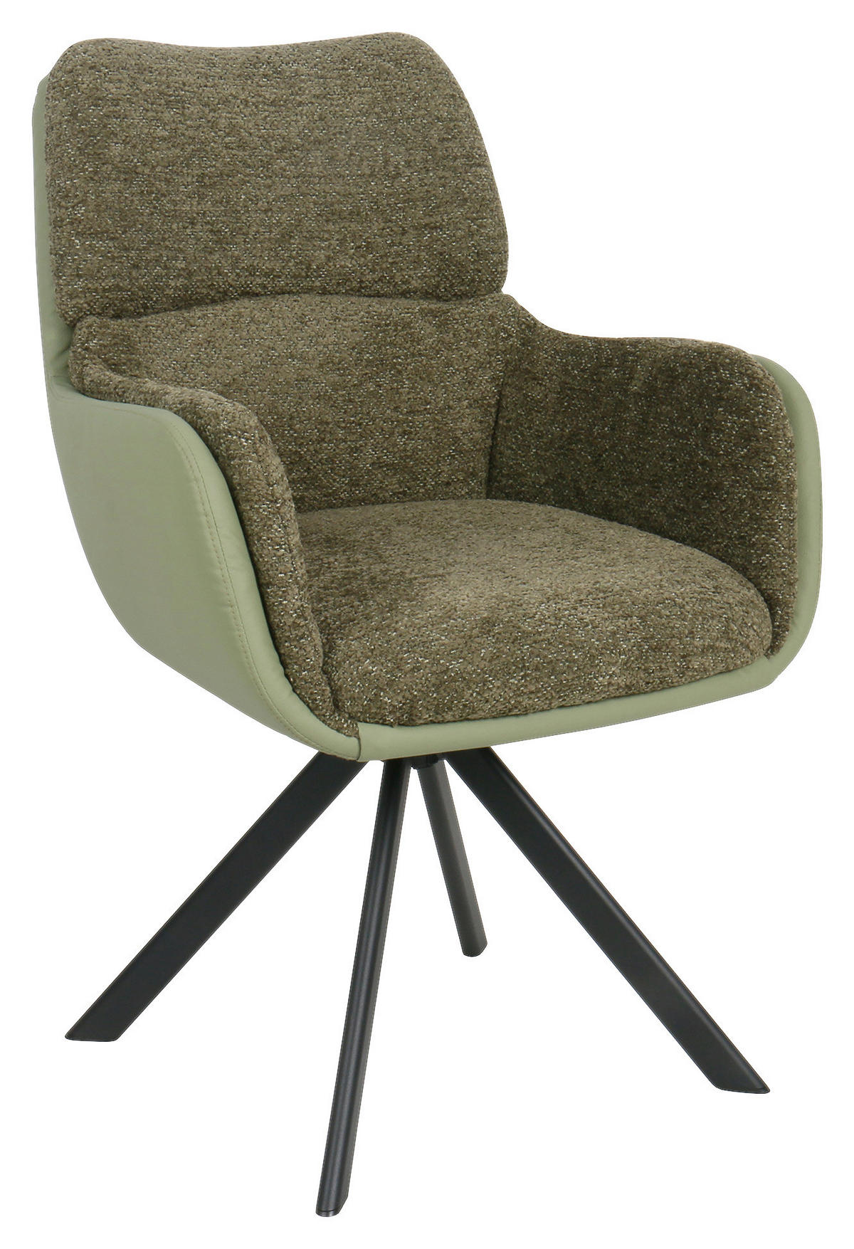 ARMLEHNSTUHL Eisen Webstoff  - Schwarz/Grün, Modern, Textil/Metall (61/91/65cm) - MID.YOU