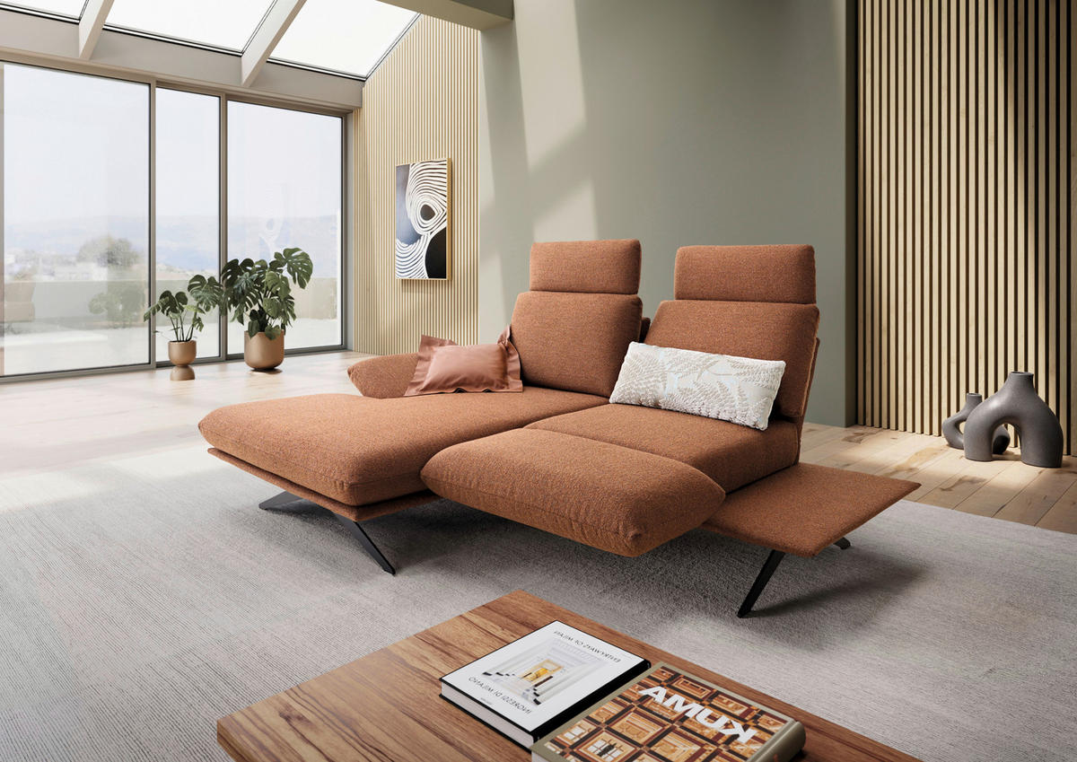 ECKSOFA Braun Flachgewebe  - Schwarz/Braun, Design, Textil/Metall (155/234cm) - Dieter Knoll
