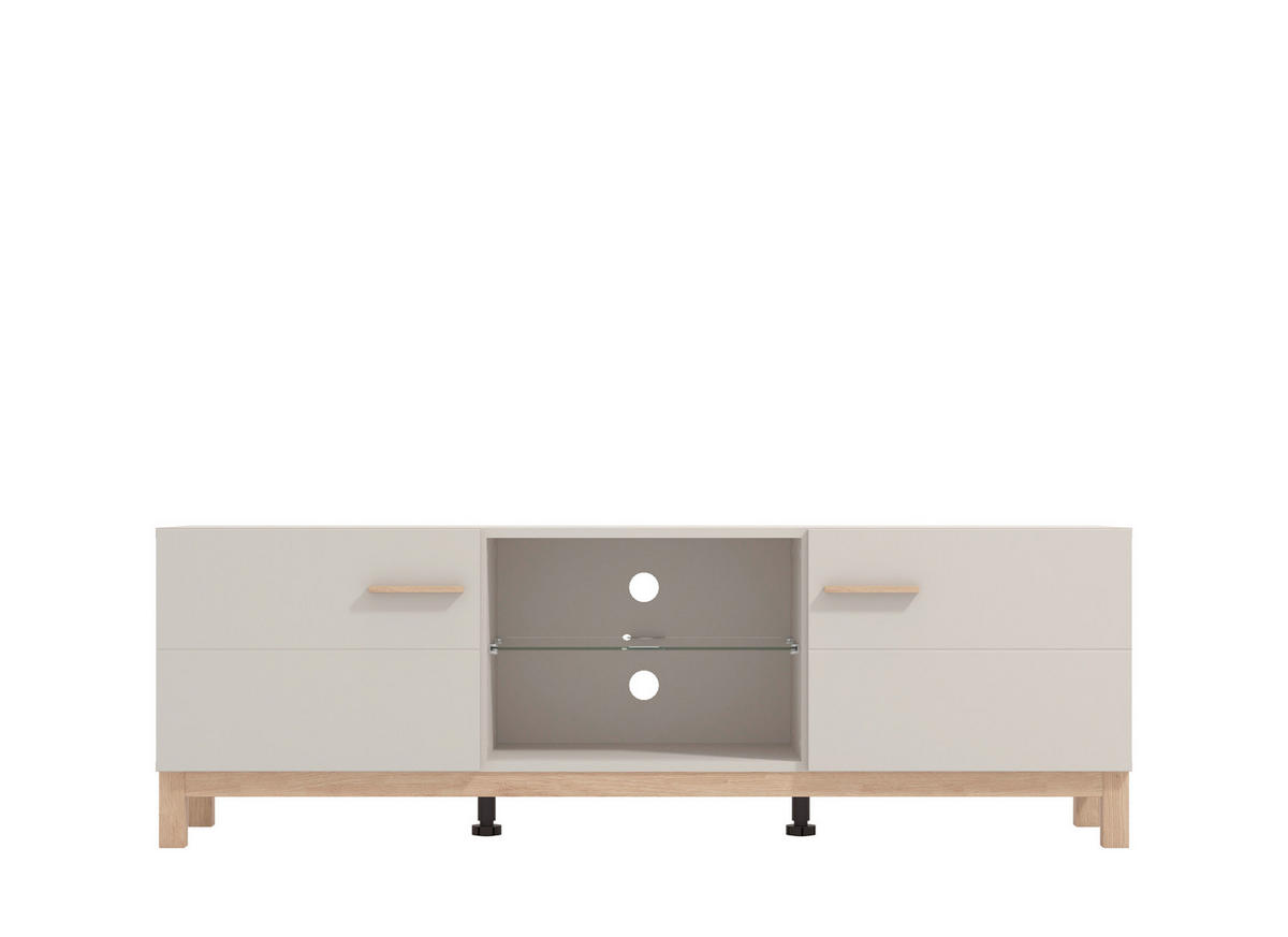 KOMODA POD TELEVIZI, kašmírová, dub artisan, 154/41,5/50,5 cm - kašmírová/dub artisan, Basics, kompozitní dřevo/sklo (154/41,5/50,5cm) - Hom`in