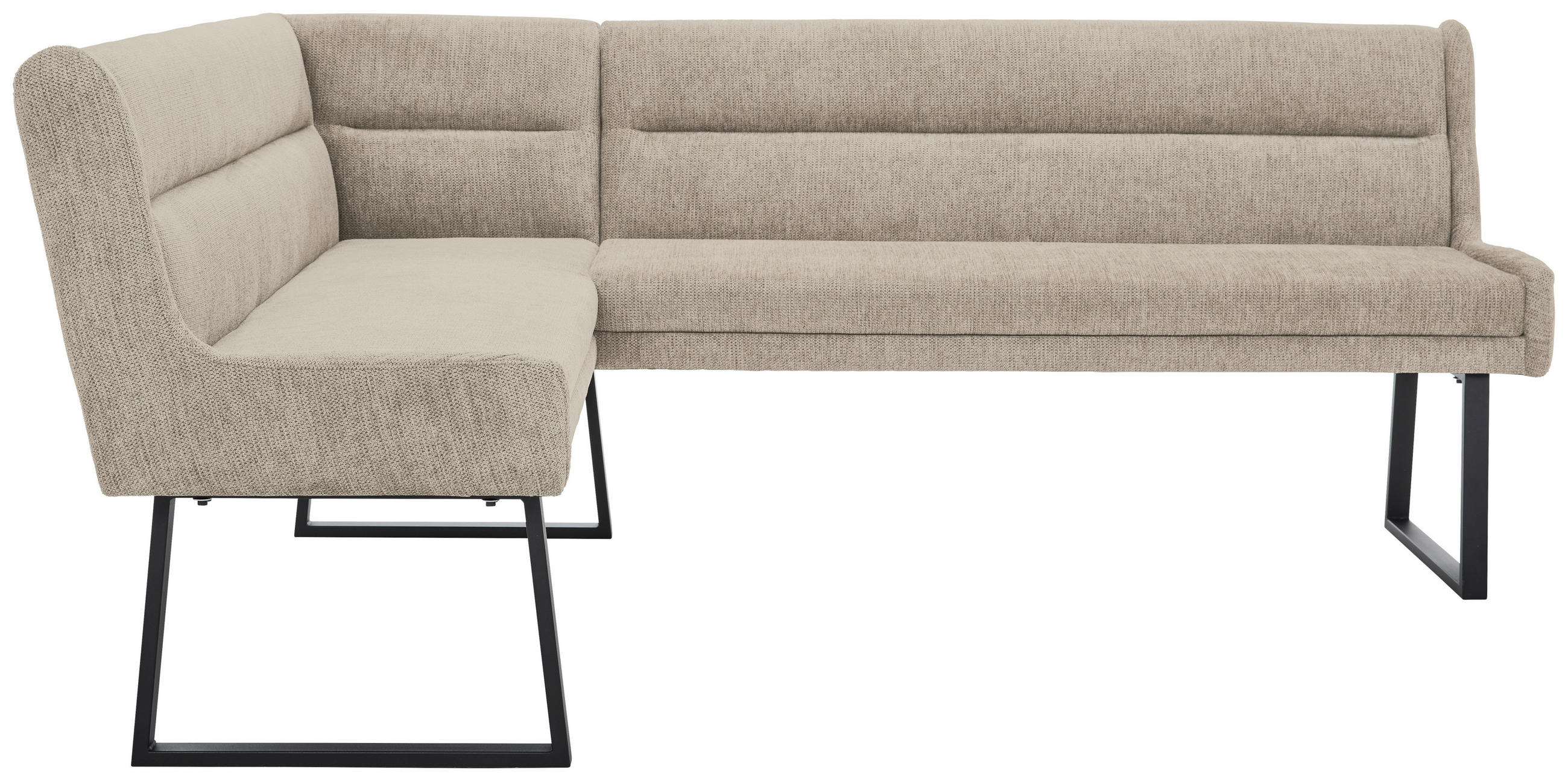 ECKBANK 159/217 cm Webstoff Hellgrau, Schwarz   - Hellgrau/Schwarz, Design, Textil/Metall (159/217cm) - Novel