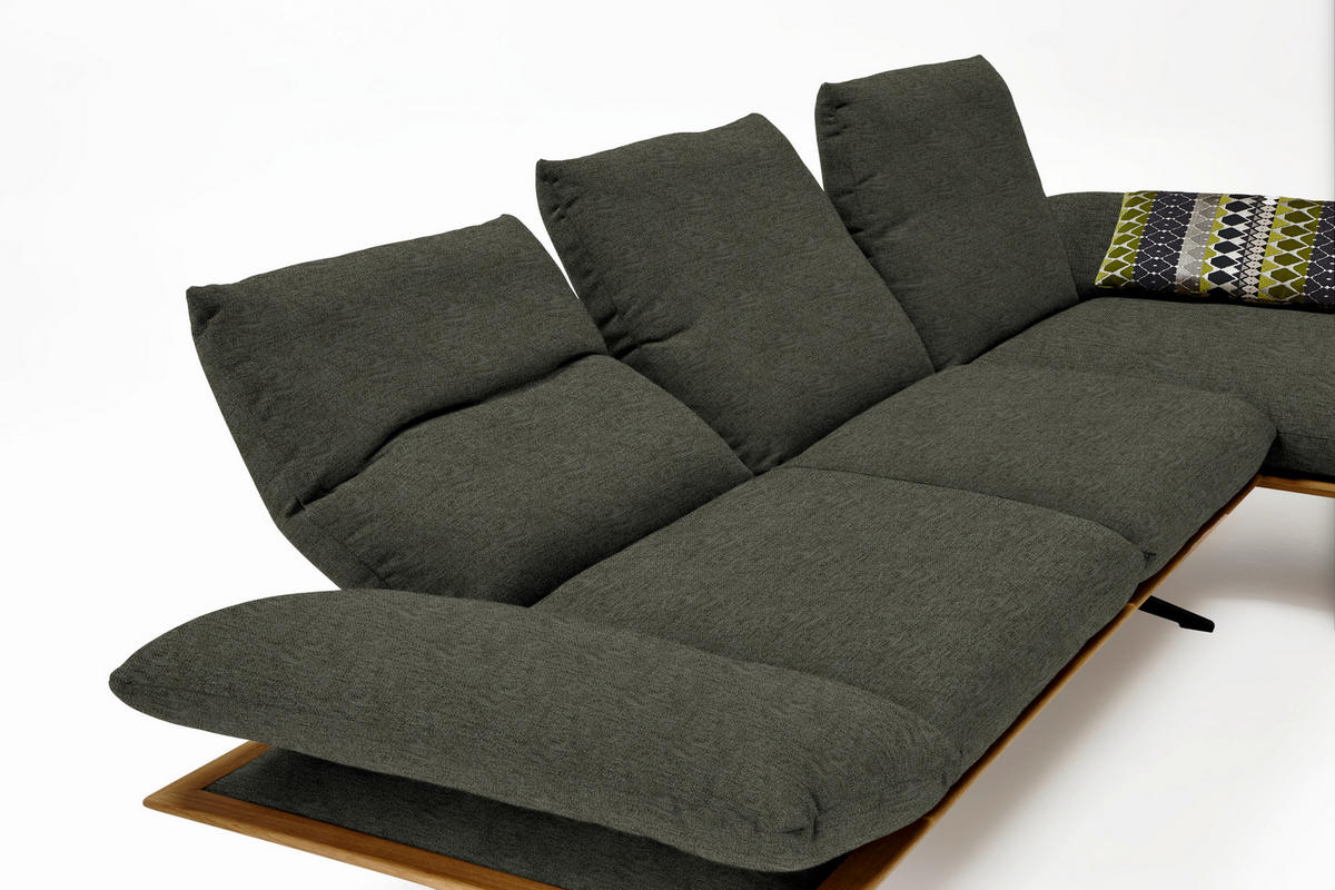ECKSOFA Flachgewebe Graubraun  - Graubraun/Schwarz, Design, Holz/Textil (314/159cm) - Dieter Knoll