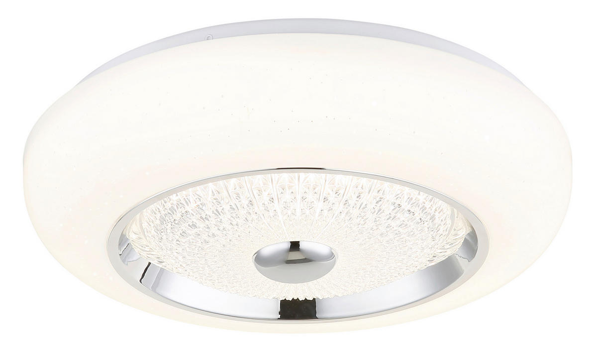 LED-DECKENLEUCHTE 38,5/10 cm   - Klar/Chromfarben, Design, Kunststoff/Metall (38,5/10cm) - Globo
