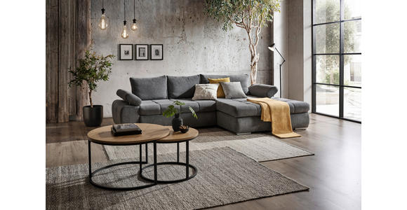 ECKSOFA in Flachgewebe Grau  294/173 cm  - Chromfarben/Weiß, Design, Kunststoff/Textil (294/173cm) - Carryhome