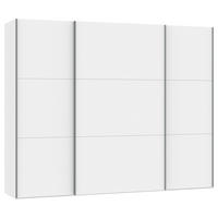 SCHWEBETÜRENSCHRANK 278/220/65 cm 3-türig Weiß  - Silberfarben/Weiß, Design, Glas/Holzwerkstoff (278/220/65cm) - Jutzler