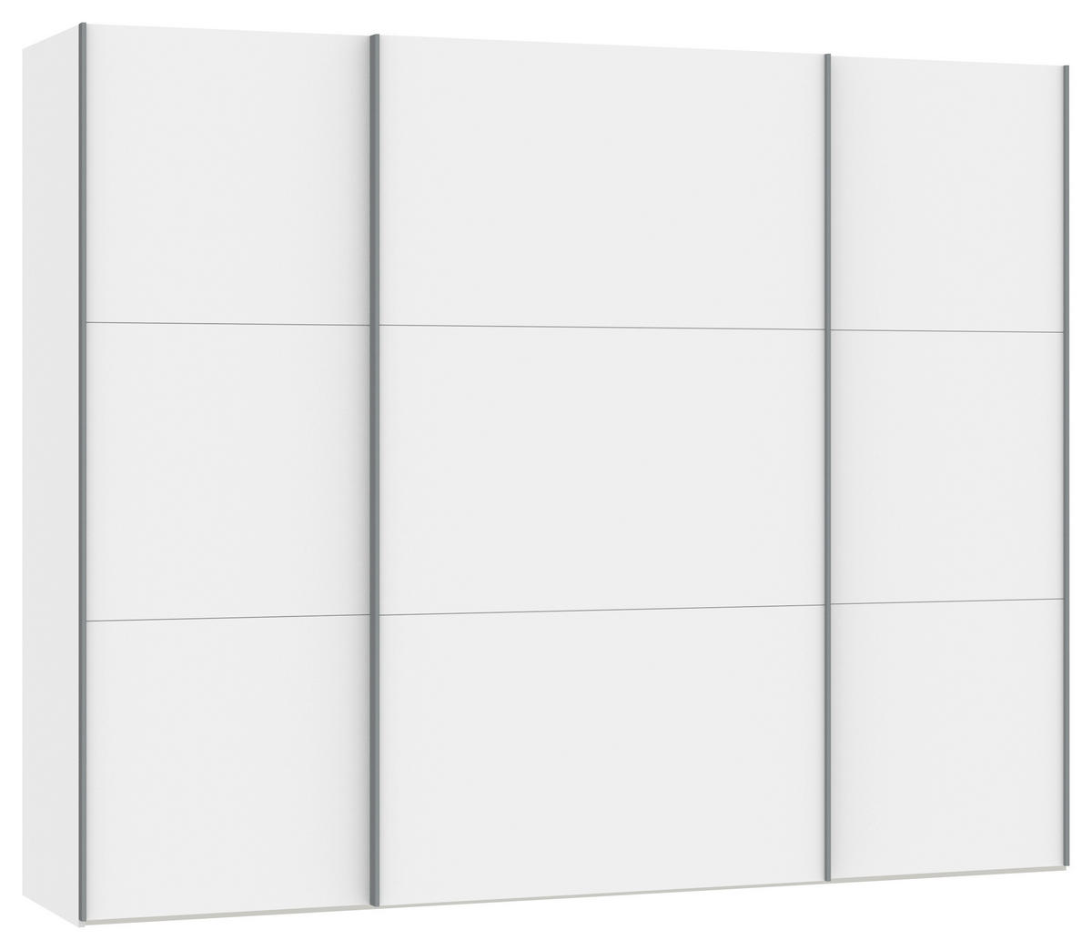 SCHWEBETÜRENSCHRANK 278/220/65 cm 3-türig Weiß  - Silberfarben/Weiß, Design, Glas/Holzwerkstoff (278/220/65cm) - Jutzler