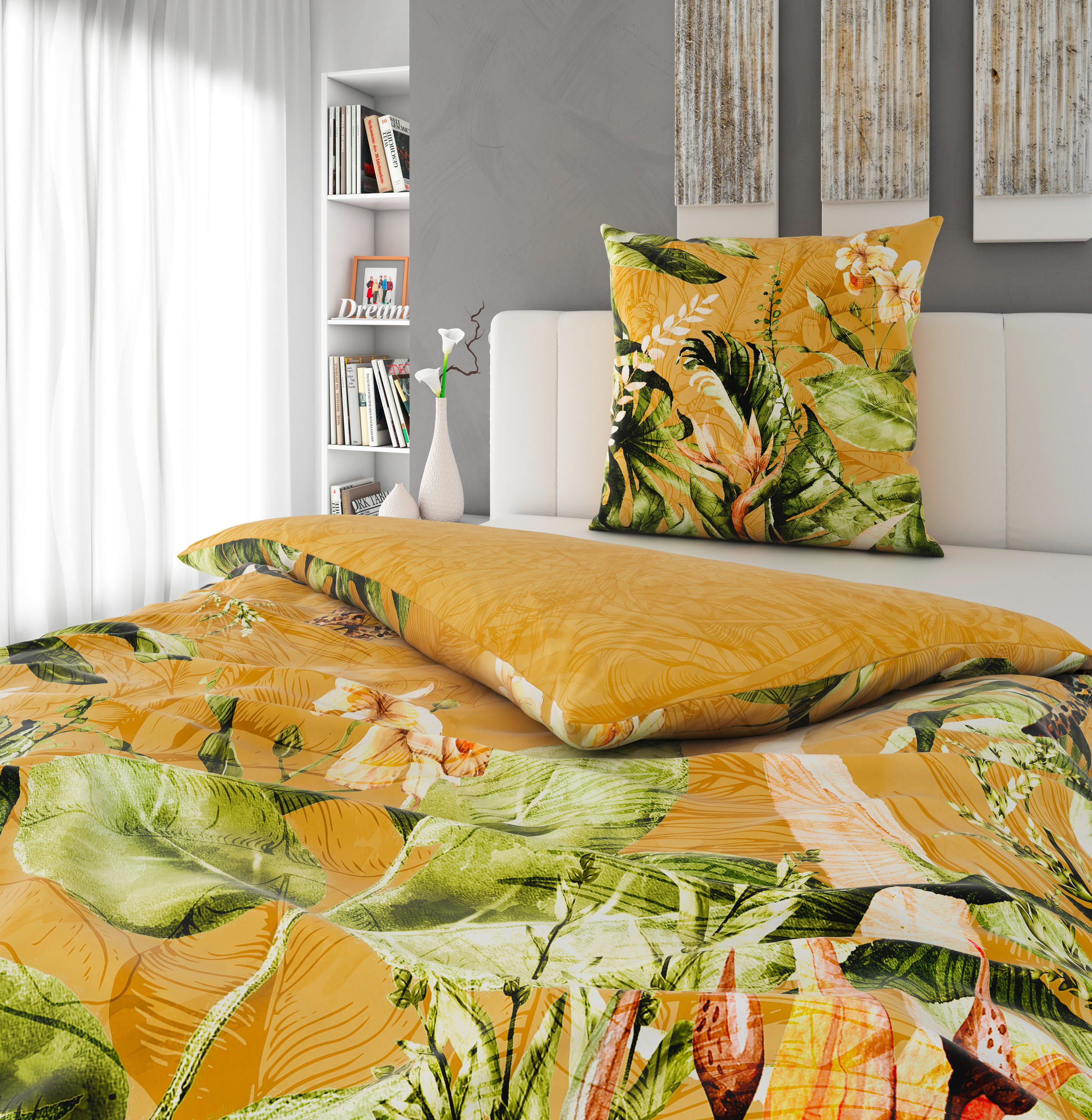 WENDEBETTWÄSCHE 135/200 cm Jemur  - Gelb, KONVENTIONELL, Textil (135/200cm) - Novel