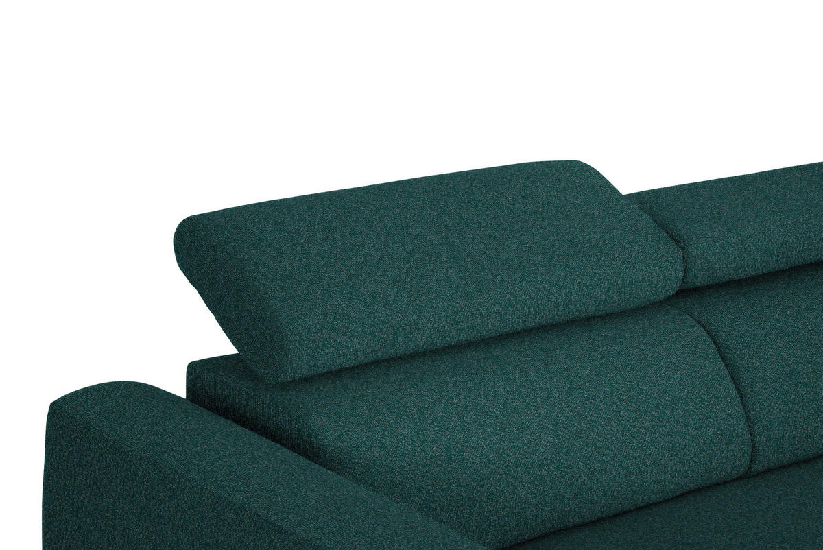 ECKSOFA in Struktur Petrol  280/205 cm  - Petrol/Schwarz, Design, Textil/Metall (280/205cm) - Xora