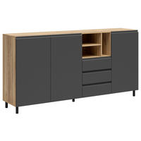 SIDEBOARD Graphitfarben, Eichefarben  180/90/39,9 cm  - Eichefarben/Schwarz, MODERN, Holzwerkstoff/Metall (180/90/39,9cm) - Carryhome