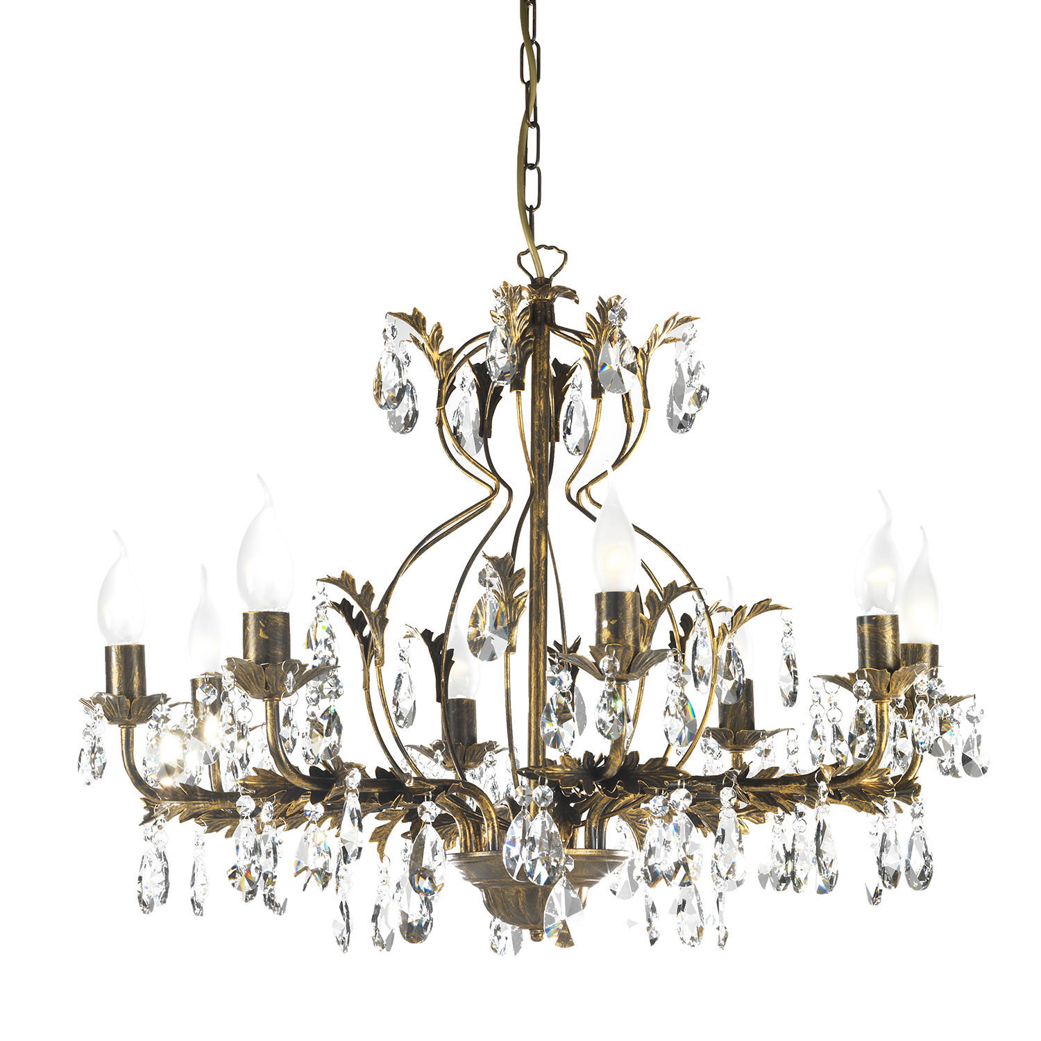 KŘIŠŤÁLOVÉ ZÁVĚSNÉ SVÍTIDLO - bronzová, Konvenční, kov/sklo (70/105cm)