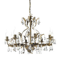 KRISTALL-HÄNGELEUCHTE 70/105 cm   - Bronzefarben, KONVENTIONELL, Glas/Metall (70/105cm)