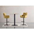 BARHOCKER Leinenoptik Gelb, Schwarz Eisen Stoffauswahl, Sitzfläche 360° drehbar  - Taupe/Gelb, Design, Textil/Metall (58/103-123/61cm) - Novel