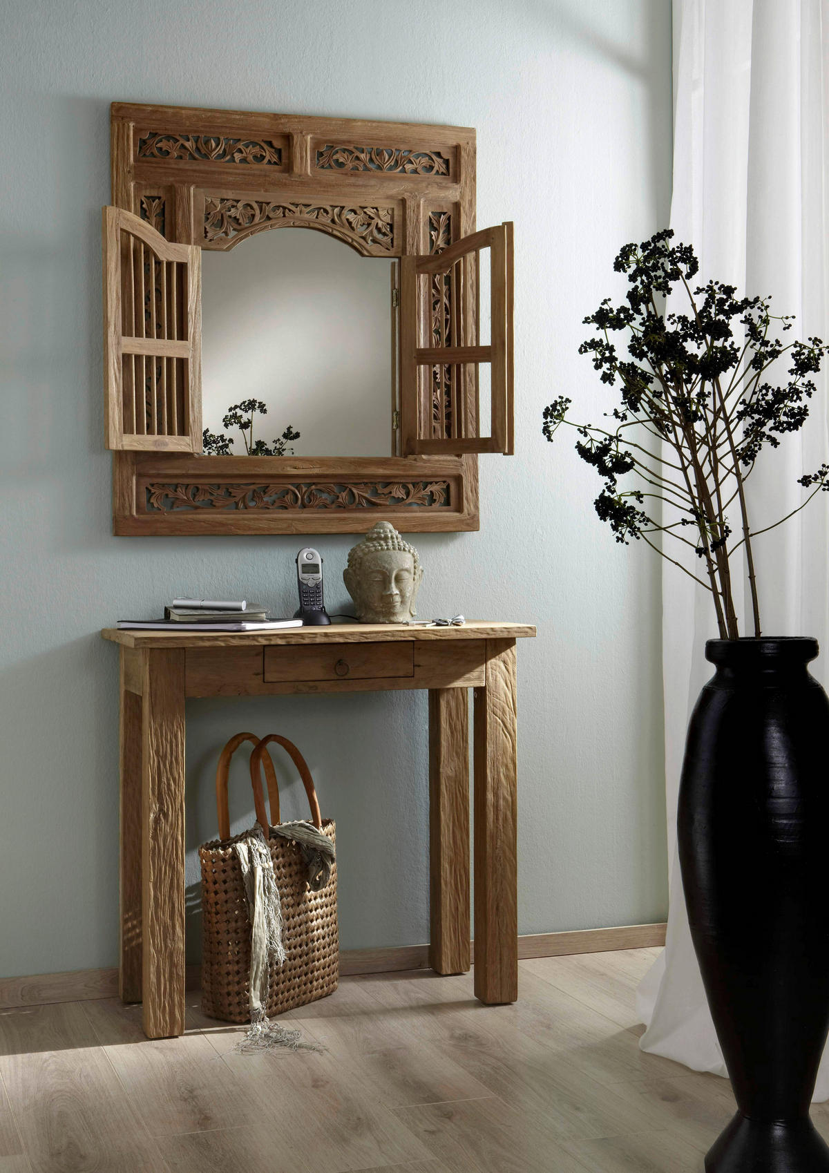 SPIEGEL 80/90/3,5 cm    in quadratisch  - Naturfarben, Design, Glas/Holz (80/90/3,5cm) - MID.YOU