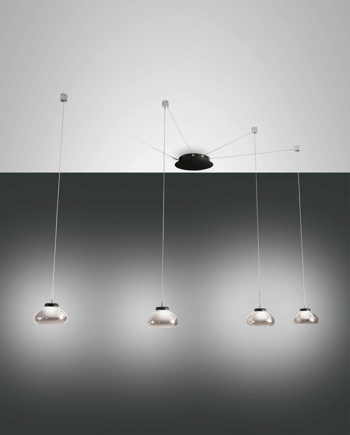 LED-HÄNGELEUCHTE    - Transparent/Schwarz, Design, Glas/Metall (50-350cm) - Fabas Luce