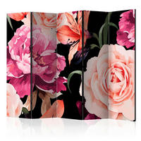 PARAVENT mit 5  Flügel - Pink/Schwarz, Basics, Holz/Textil (225/172/3cm) - artgeist