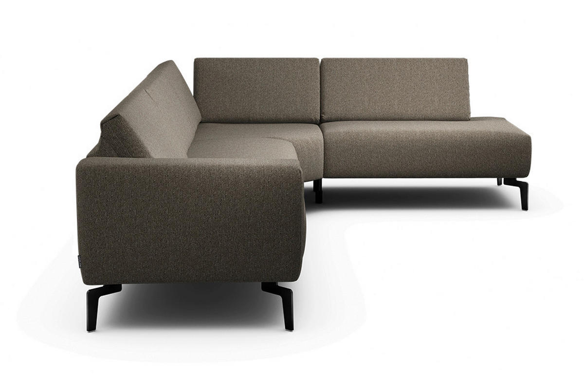 ECKSOFA Cosy Braun Chenille  - Schwarz/Braun, Design, Textil/Metall (296/213cm) - SENSOO