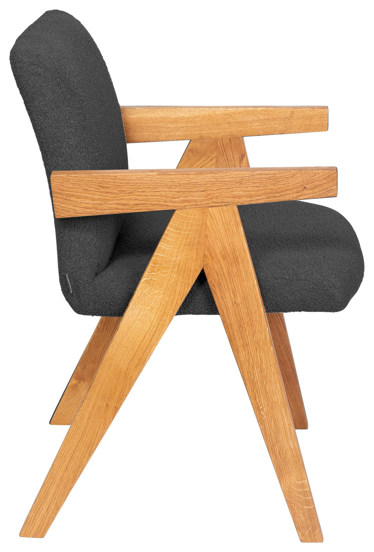 ARMLEHNSTUHL  in Bouclé  - Eichefarben/Anthrazit, KONVENTIONELL, Holz/Textil (53,5/83/62cm) - Linea Natura