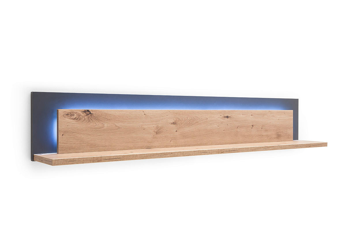 POLICA ZIDNA antracit, boje hrasta  drvni materijal  - boje hrasta/antracit, Design, drvni materijal (139/24/20cm) - Livetastic