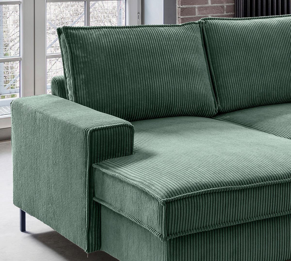 SJEDEĆA GARNITURA tekstil  tamno zelena   - tamno zelena/crna, Moderno, tekstil/metal (150/309/198cm) - MID.YOU