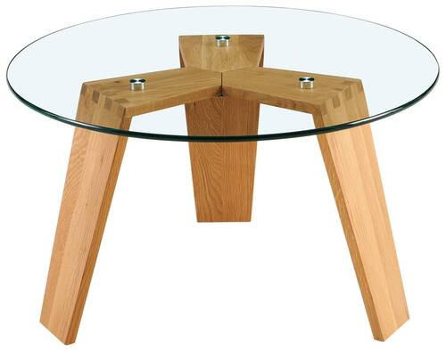 COUCHTISCH Eiche massiv ESG rund Klar, Naturfarben  - Klar/Naturfarben, Design, Glas/Holz (70/39.5/70cm) - Livetastic