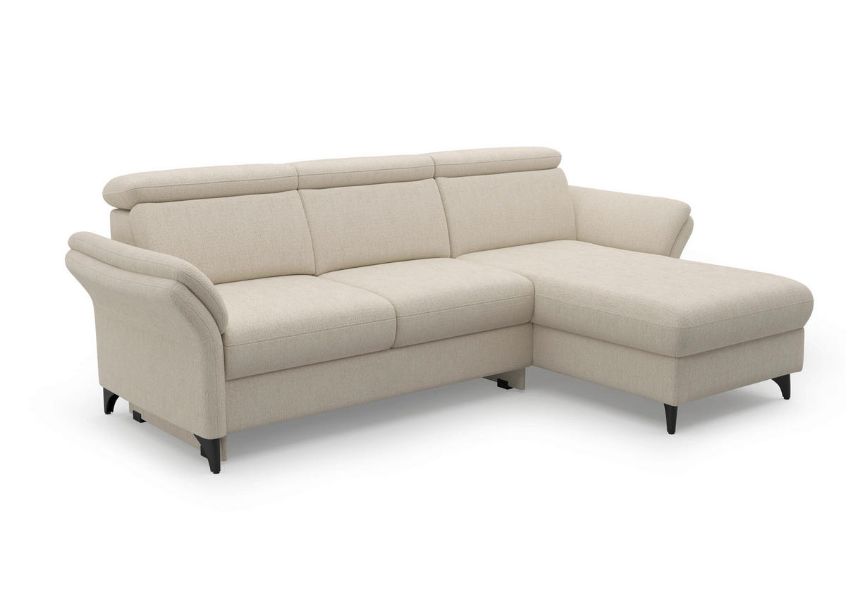 ECKSOFA GLENDALE E Sandfarben Chenille  - Sandfarben/Schwarz, KONVENTIONELL, Textil/Metall (253/166cm) - Sit & More