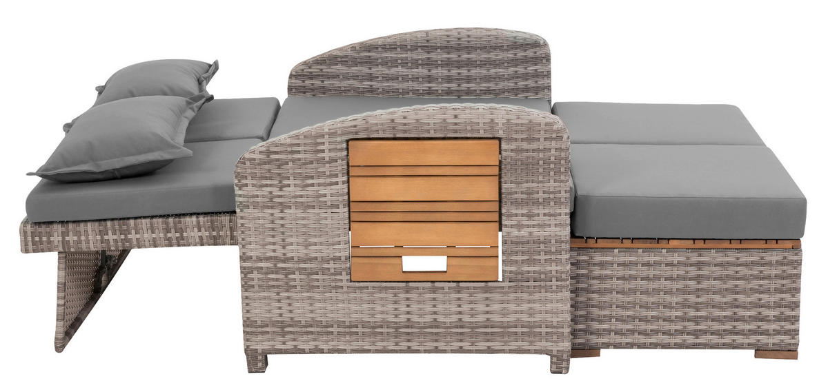 LOUNGEGARNITUR   117/93/74 cm Teakholz Stahl  - Grau, Basics, Holz/Textil (117/93/74cm) - Gardenson