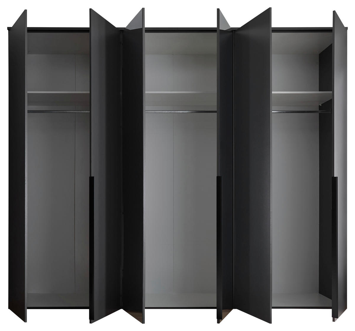 DREHTÜRENSCHRANK 270/225/52 cm 6-türig Graphitfarben  - Graphitfarben/Schwarz, MODERN, Glas/Holzwerkstoff (270/225/52cm) - MID.YOU