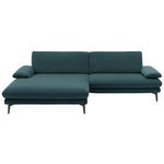 ECKSOFA in Velours Petrol  - Petrol/Schwarz, Design, Textil/Metall (184/284cm) - Dieter Knoll