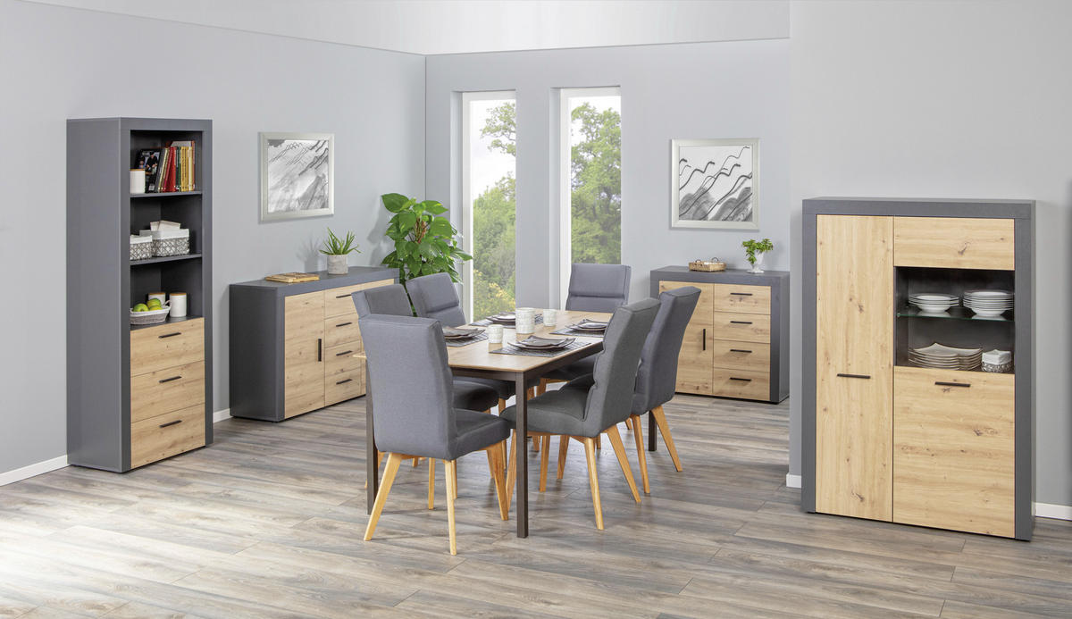 KOMMODE  in 134/86/40 cm  - Anthrazit/Schwarz, KONVENTIONELL, Holzwerkstoff/Kunststoff (134/86/40cm) - MID.YOU