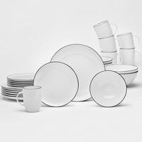 KOMBISERVICE Schwarz, Weiß Black LINE 24-teilig 6 Personen  - Schwarz/Weiß, Basics, Keramik - Van Well