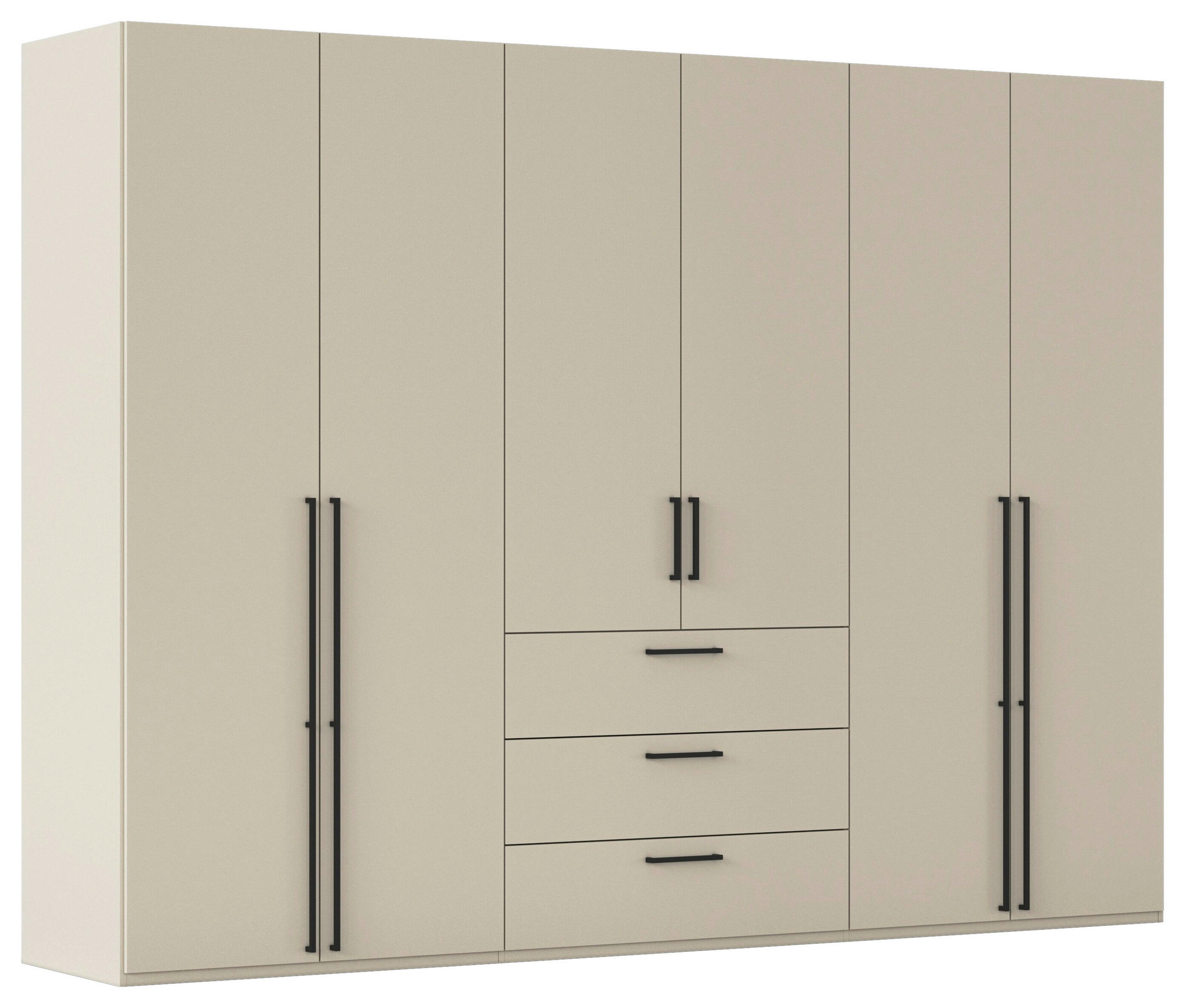 DREHTÜRENSCHRANK 301/235/61 cm,  in Champagner, 6-türig  - Champagner/Schwarz, Basics, Holzwerkstoff/Metall (301/235/61cm) - Novel