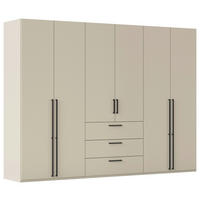 DREHTÜRENSCHRANK 301/235/61 cm,  in Champagner, 6-türig  - Champagner/Schwarz, Basics, Holzwerkstoff/Metall (301/235/61cm) - Novel