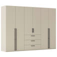 DREHTÜRENSCHRANK 301/235/61 cm,  in Champagner, 6-türig  - Champagner/Schwarz, Basics, Holzwerkstoff/Metall (301/235/61cm) - Novel