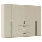 DREHTÜRENSCHRANK 301/223/61 cm,  in Champagner, 6-türig  - Champagner/Schwarz, Basics, Holzwerkstoff/Metall (301/223/61cm) - Novel