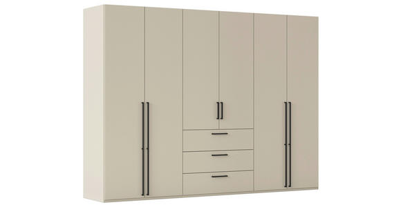 DREHTÜRENSCHRANK 301/235/61 cm,  in Champagner, 6-türig  - Champagner/Schwarz, Basics, Holzwerkstoff/Metall (301/235/61cm) - Novel