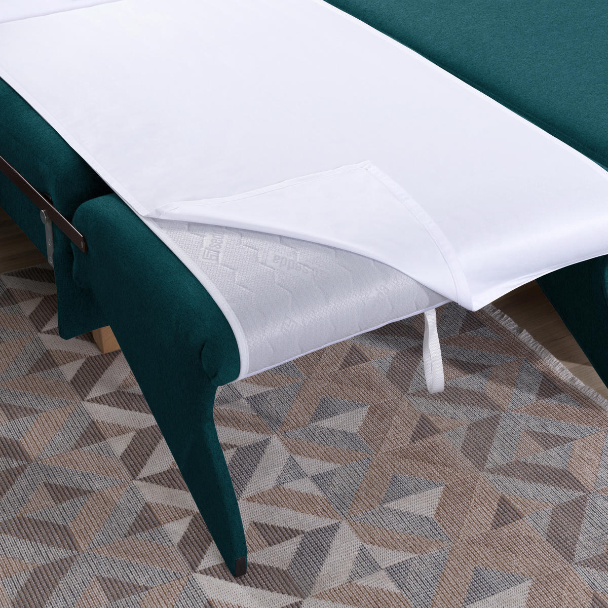 ECKSOFA in Flachgewebe Petrol  261/203 cm  - Eichefarben/Petrol, KONVENTIONELL, Holz/Textil (261/203cm) - Sedda