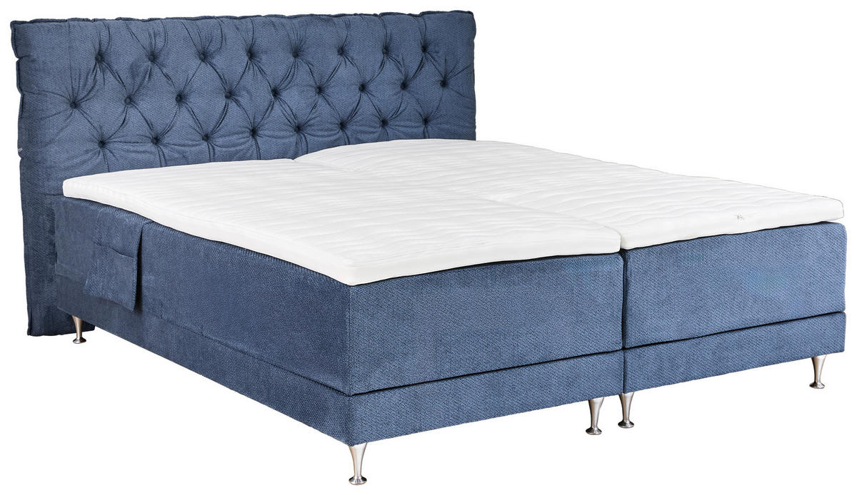 BOXSPRINGBETT 160/200 cm  in Blau  - Blau/Silberfarben, Basics, Holzwerkstoff/Textil (160/200cm) - Welnova