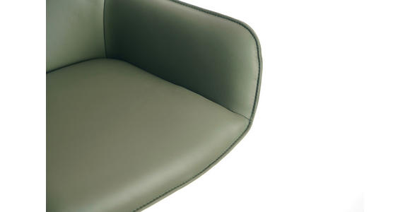 BARHOCKER Echtleder Grün, Schwarz Eisen Lederauswahl, Sitzfläche 360° drehbar, automatische Rückholfunktion - Schwarz/Grün, Design, Leder/Metall (54/92-112/55cm) - Novel