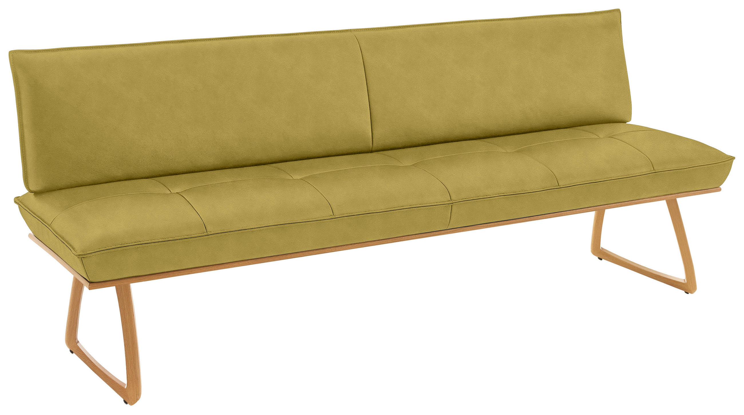 SITZBANK in Holz, Leder Hellgrün, Wildeiche  - Wildeiche/Eichefarben, Design, Leder/Holz (214/88/66cm) - Koinor